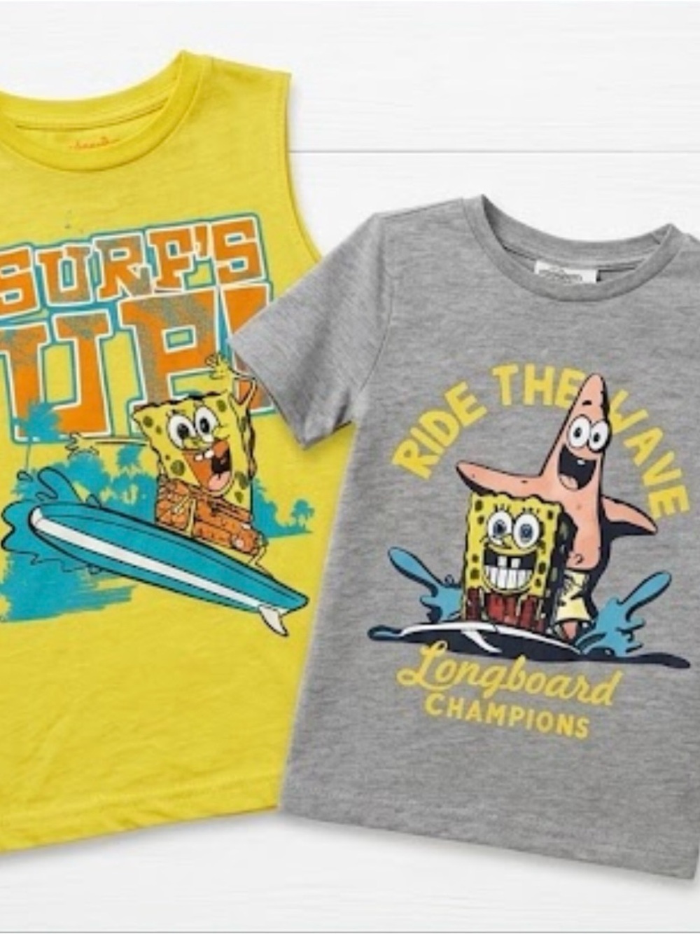 SpongeBob Squarepants Yellow Surf Tank & Gray 'Ride the Wave' Tee